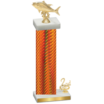 Accented Single Orange Carbon Fiber Second Place Fishing Trophy