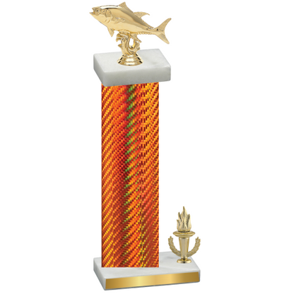 Accented Single Orange Carbon Fiber Victory Fishing Trophy