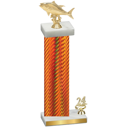 Accented Single Orange Carbon Fiber Year Fishing Trophy