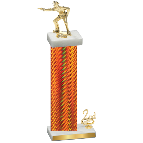 Accented Single Orange Carbon Fiber Second Place Shooter Trophy