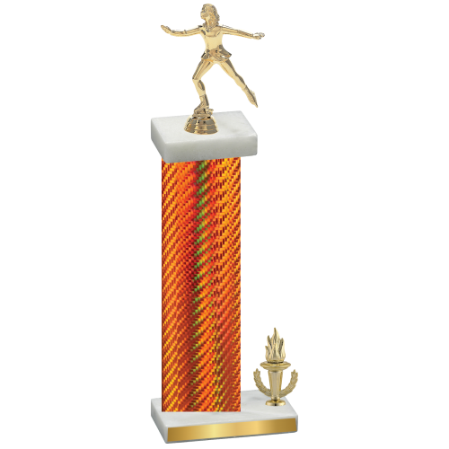 Accented Single Orange Carbon Fiber Victory Skater Trophy