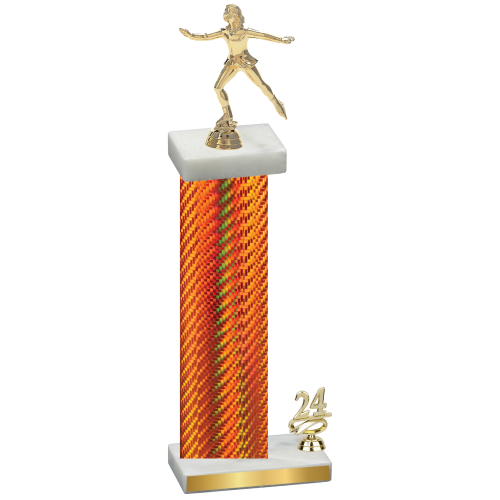 Accented Single Orange Carbon Fiber Year Skater Trophy