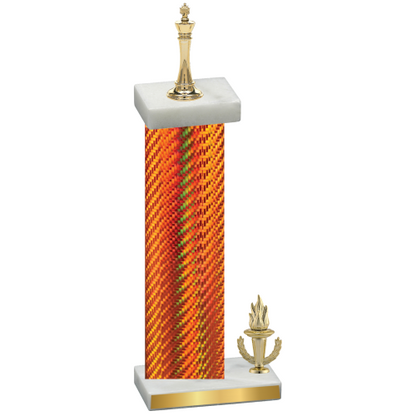 Accented Single Orange Carbon Fiber Victory Chess Trophy