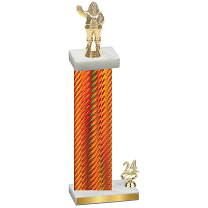 Accented Single Orange Carbon Fiber Year Holiday Trophy