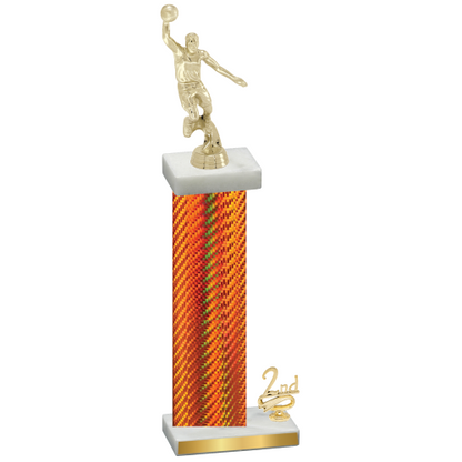 Accented Single Orange Carbon Fiber Second Place Basketball Trophy