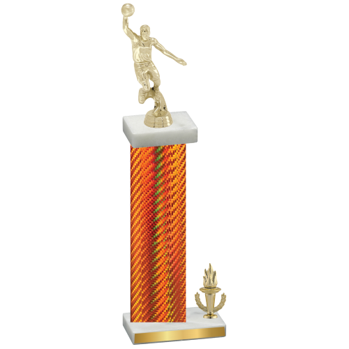 Accented Single Orange Carbon Fiber Victory Basketball Trophy