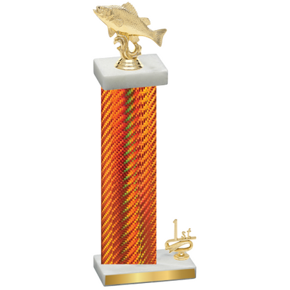 Accented Single Orange Carbon Fiber First Place Fishing Trophy