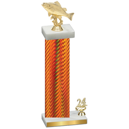 Accented Single Orange Carbon Fiber Year Fishing Trophy