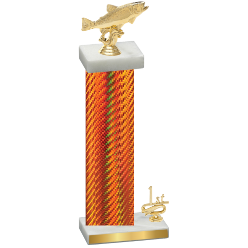 Accented Single Orange Carbon Fiber First Place Fishing Trophy