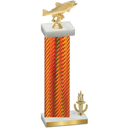 Accented Single Orange Carbon Fiber Victory Fishing Trophy