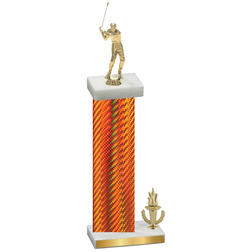 Accented Single Orange Carbon Fiber Victory Golf Trophy