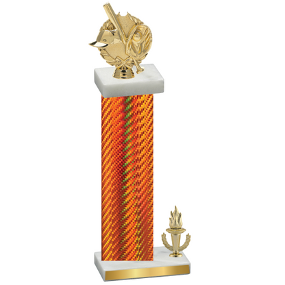 Accented Single Orange Carbon Fiber Victory Baseball Trophy