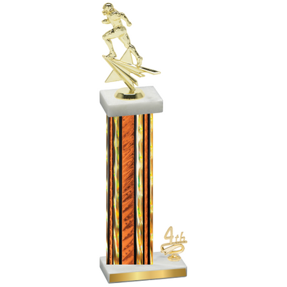 Accented Single Orange Glacier Fourth Place Football Trophy