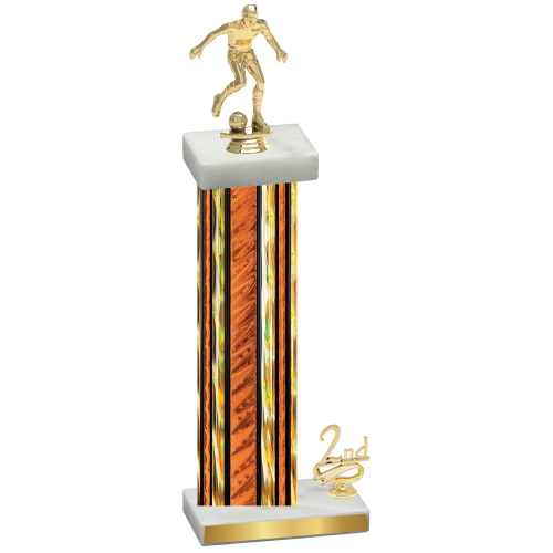 Accented Single Orange Glacier Second Place Soccer Trophy