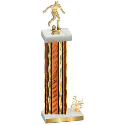 Accented Single Orange Glacier Third Place Soccer Trophy