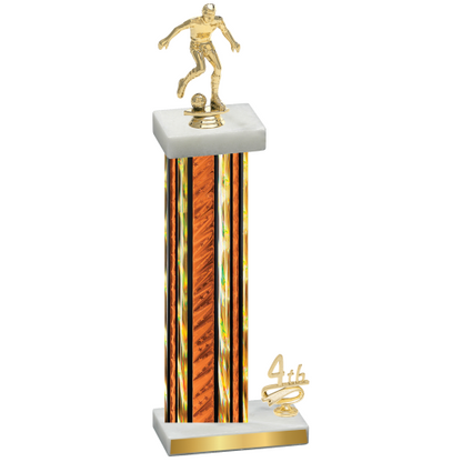 Accented Single Orange Glacier Fourth Place Soccer Trophy