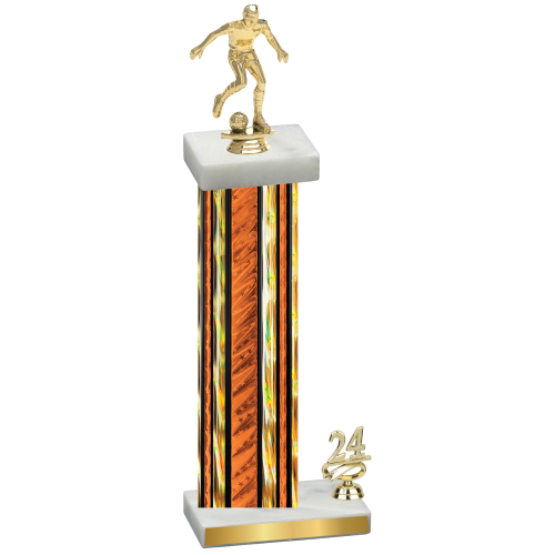 Accented Single Orange Glacier Year Soccer Trophy