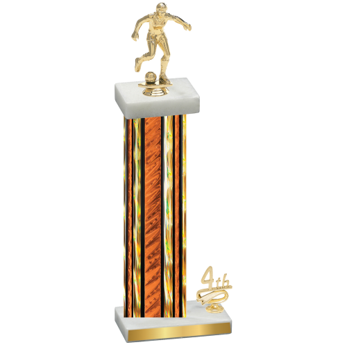 Accented Single Orange Glacier Fourth Place Soccer Trophy