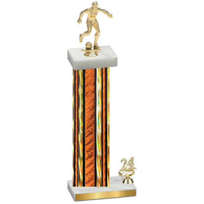 Accented Single Orange Glacier Year Soccer Trophy