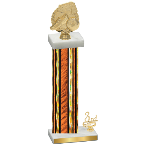 Accented Single Orange Glacier Third Place Soccer Trophy