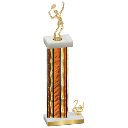 Accented Single Orange Glacier Second Place Tennis Trophy