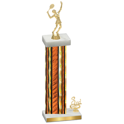 Accented Single Orange Glacier Third Place Tennis Trophy