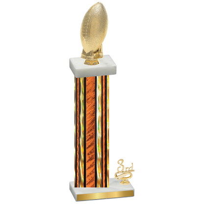 Accented Single Orange Glacier Third Place Football Trophy