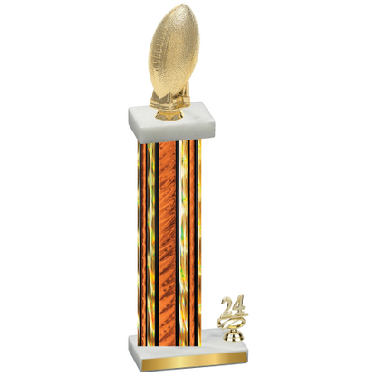 Accented Single Orange Glacier Year Football Trophy