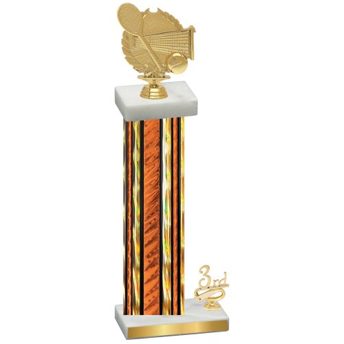 Accented Single Orange Glacier Third Place Tennis Trophy
