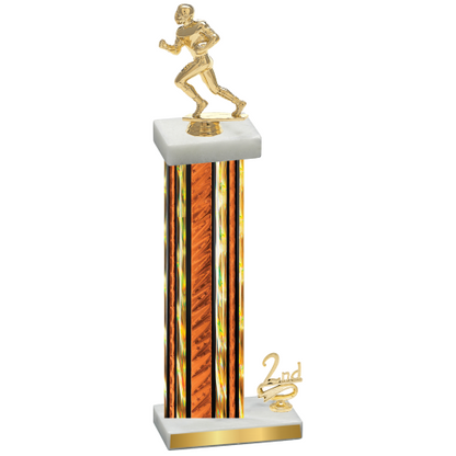 Accented Single Orange Glacier Second Place Football Trophy