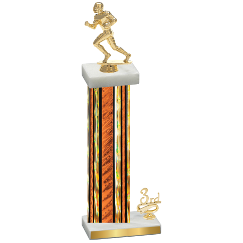 Accented Single Orange Glacier Third Place Football Trophy