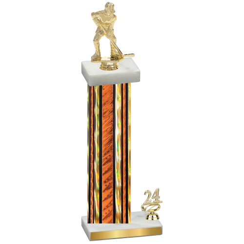 Accented Single Orange Glacier Year Hockey Trophy