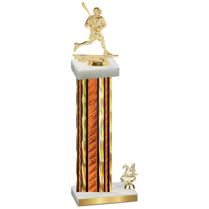 Accented Single Orange Glacier Year Lacrosse Trophy