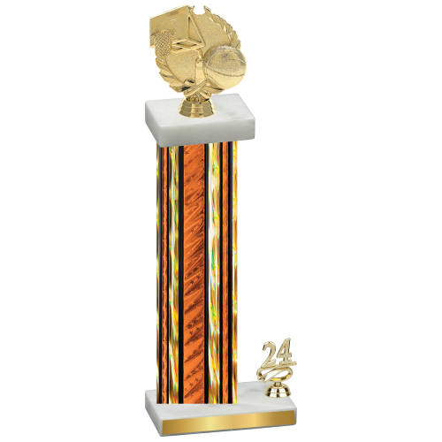 Accented Single Orange Glacier Year Basketball Trophy