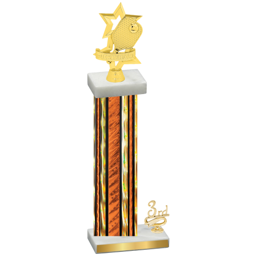 Accented Single Orange Glacier Third Place Pickleball Trophy