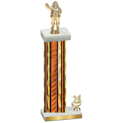 Accented Single Orange Glacier Year Holiday Trophy