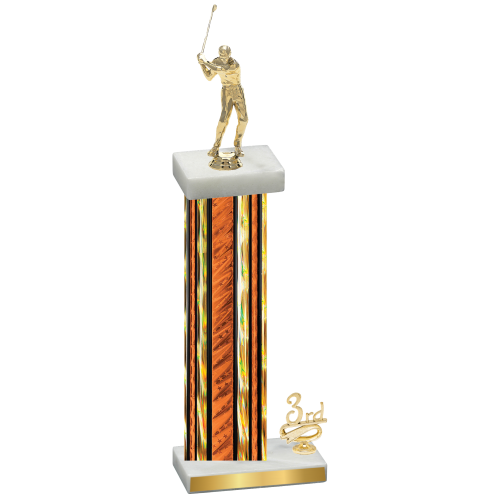 Accented Single Orange Glacier Third Place Golf Trophy