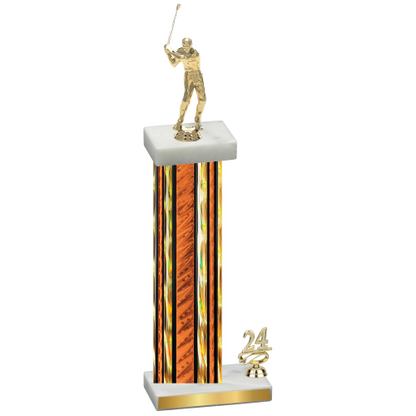 Accented Single Orange Glacier Year Golf Trophy