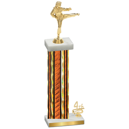 Accented Single Orange Glacier Fourth Place Karate Trophy