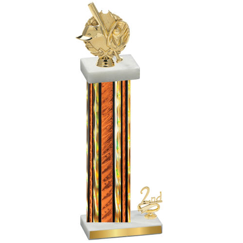 Accented Single Orange Glacier Second Place Baseball Trophy