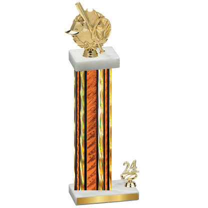 Accented Single Orange Glacier Year Baseball Trophy