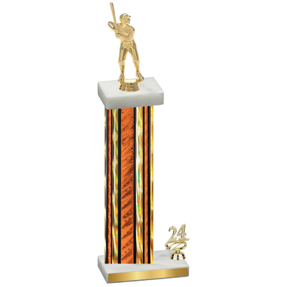 Accented Single Orange Glacier Year Baseball Trophy