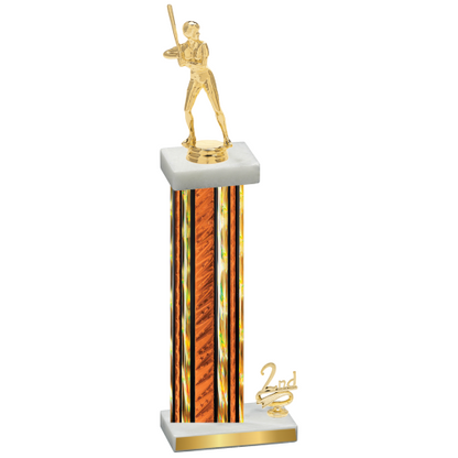 Accented Single Orange Glacier Second Place Softball Trophy