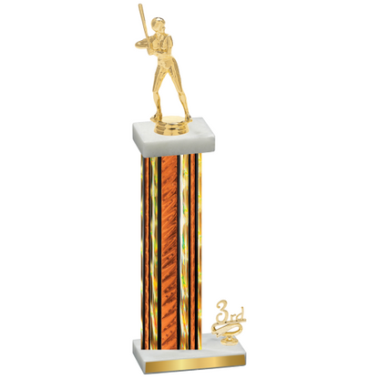 Accented Single Orange Glacier Third Place Softball Trophy