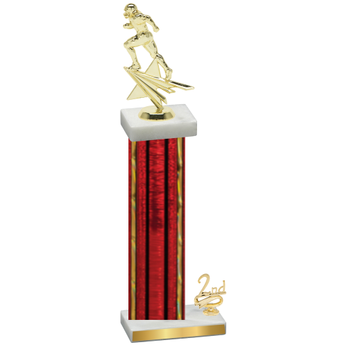 Accented Single Red Glacier Second Place Football Trophy