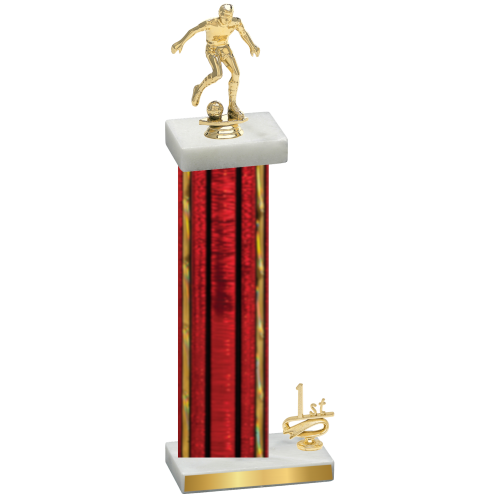 Accented Single Red Glacier First Place Soccer Trophy