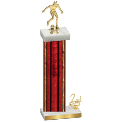 Accented Single Red Glacier Second Place Soccer Trophy