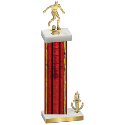 Accented Single Red Glacier Victory Soccer Trophy