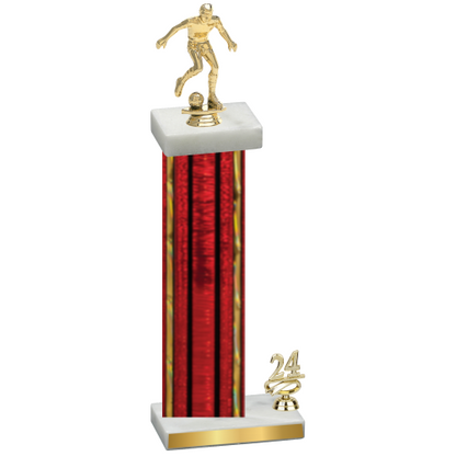 Accented Single Red Glacier Year Soccer Trophy