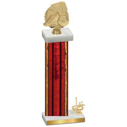 Accented Single Red Glacier First Place Soccer Trophy